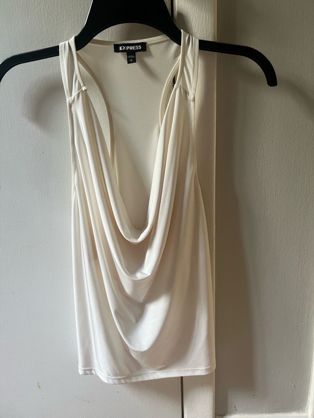 Express Cream Satin Cowl Neck Tank Top